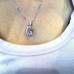 swarovski pink heart necklace